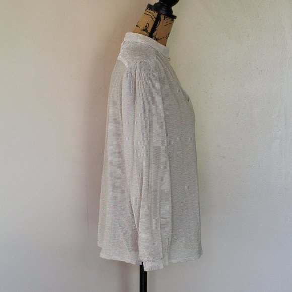 Vintage Ample Togs California Cream Pink Blue Metallic Disco Blouse Women's M - Picture 4 of 12